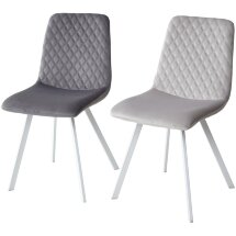 Стул DAIQUIRI BLUVEL-03 LIGHT GREY / белый каркас, велюр М-City
