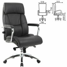 Кресло офисное BRABIX PREMIUM &quot;Phaeton EX-502&quot;, натуральная кожа, хром, черное, 530882