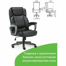 Кресло офисное BRABIX PREMIUM &quot;Favorite EX-577&quot;, пружинный блок, рециклированная кожа, черное, 531934