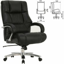 Кресло офисное BRABIX PREMIUM &quot;Bomer HD-007&quot;, НАГРУЗКА до 250 кг, рециклированная кожа, хром, черное, 531939