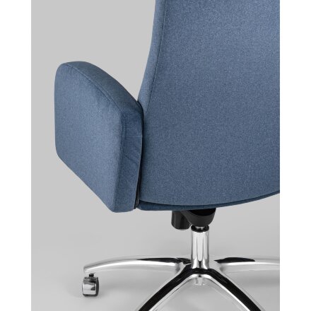 Компьютерное кресло Stool Group Лансет темно-синий обивка микровелюр крестовина металл 