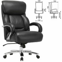 Кресло офисное BRABIX PREMIUM &quot;Pride HD-100&quot;, НАГРУЗКА до 250 кг, натуральная кожа, черное, 531940