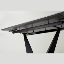 Стол Ниагара 160 Темно-серый мрамор с белыми прожилками, керамика / черный каркас М-City