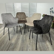Стул AMARETTO VBP203 античный cеребристо-серый, велюр без пальчикового эффекта/черный каркас, М-City