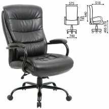 Кресло офисное BRABIX PREMIUM &quot;Heavy Duty HD-004&quot;, НАГРУЗКА до 200 кг, экокожа, черное, 531942