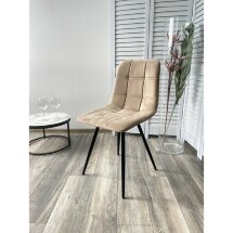 Стул UNO 25 БЕЖЕВЫЙ #5, велюр / ЧЕРНЫЙ, 4 шт/ 2 к, М-City