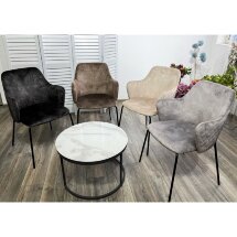 Стул AMARETTO VBP206 античный светло-бежевый, велюр без пальчикового эффекта /черный каркас, М-City