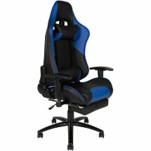 Кресло офисное / Lotus GTS реклайнер / черно - синяя экокожа/ стальная крестовина
