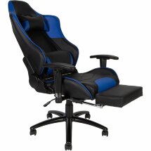 Кресло офисное / Lotus GTS реклайнер / черно - синяя экокожа/ стальная крестовина