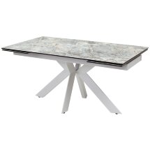 Стол BELLUNO 160 KL-170 MALACHITE, итальянская керамика/ белый каркас М-City
