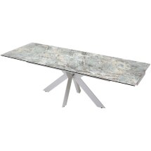 Стол BELLUNO 160 KL-170 MALACHITE, итальянская керамика/ белый каркас М-City