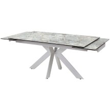 Стол BELLUNO 160 KL-170 MALACHITE, итальянская керамика/ белый каркас М-City