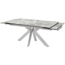 Стол BELLUNO 160 KL-170 MALACHITE, итальянская керамика/ белый каркас М-City