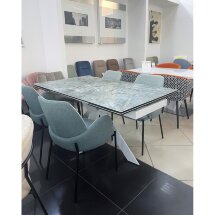 Стол BELLUNO 160 KL-170 MALACHITE, итальянская керамика/ белый каркас М-City