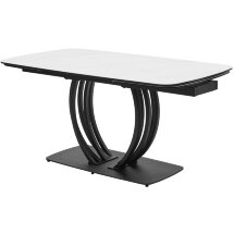 Стол MATERA 160 MARBLES KL-99 Белый мрамор матовый, итальянская керамика/ черный каркас, ®DISAUR
