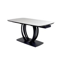 Стол MATERA 160 MARBLES KL-99 Белый мрамор матовый, итальянская керамика/ черный каркас, ®DISAUR