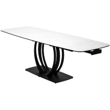 Стол MATERA 160 MARBLES KL-99 Белый мрамор матовый, итальянская керамика/ черный каркас, ®DISAUR
