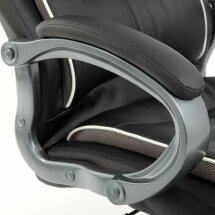 Кресло офисное BRABIX PREMIUM &quot;Strong HD-009&quot;, НАГРУЗКА до 200 кг, экокожа черная, ткань серая, 531945