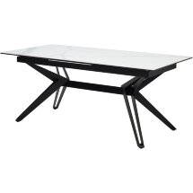 Стол URBINO 180 MATTE STATUARIO Белый мрамор матовый, керамика/ черный каркас, ®DISAUR