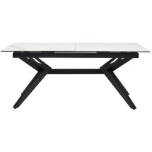 Стол URBINO 180 MATTE STATUARIO Белый мрамор матовый, керамика/ черный каркас, ®DISAUR