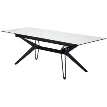 Стол URBINO 180 MATTE STATUARIO Белый мрамор матовый, керамика/ черный каркас, ®DISAUR