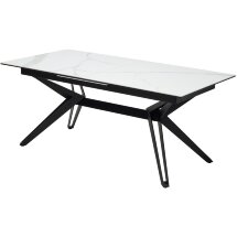 Стол URBINO 180 MATTE STATUARIO Белый мрамор матовый, керамика/ черный каркас, ®DISAUR