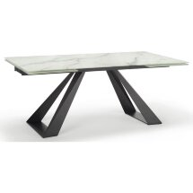 Стол FONDI 180 MARBLES KL-99 Белый мрамор матовый, итальянская керамика/ черный каркас, ®DISAUR