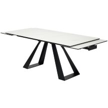 Стол FONDI 180 MARBLES KL-99 Белый мрамор матовый, итальянская керамика/ черный каркас, ®DISAUR