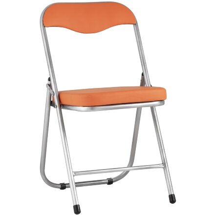 Стул складной Stool Group ДЖОН оранжевый обивка из экокожи на хромированном каркасе из металла 