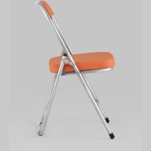Стул складной Stool Group ДЖОН оранжевый обивка из экокожи на хромированном каркасе из металла