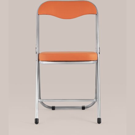 Стул складной Stool Group ДЖОН оранжевый обивка из экокожи на хромированном каркасе из металла 