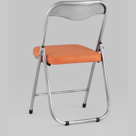 Стул складной Stool Group ДЖОН оранжевый обивка из экокожи на хромированном каркасе из металла 