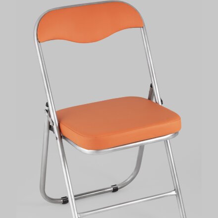 Стул складной Stool Group ДЖОН оранжевый обивка из экокожи на хромированном каркасе из металла 