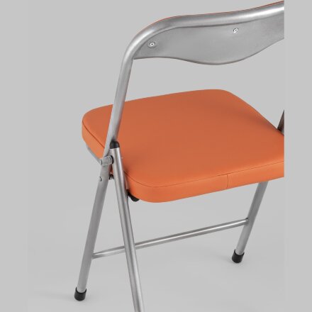 Стул складной Stool Group ДЖОН оранжевый обивка из экокожи на хромированном каркасе из металла 