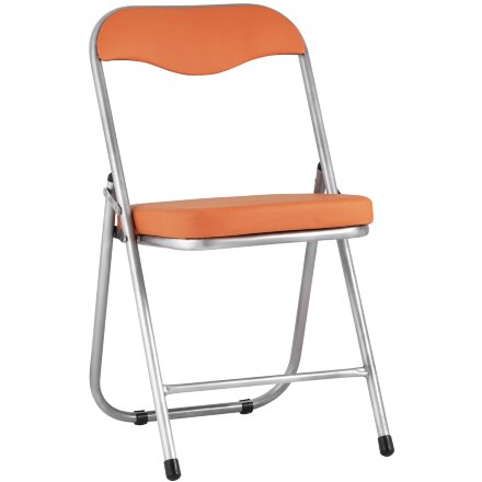 Стул складной Stool Group ДЖОН оранжевый обивка из экокожи на хромированном каркасе из металла 