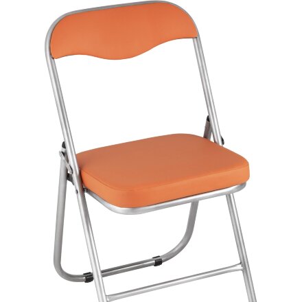 Стул складной Stool Group ДЖОН оранжевый обивка из экокожи на хромированном каркасе из металла 