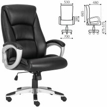 Кресло офисное BRABIX PREMIUM &quot;Grand EX-501&quot;, рециклированная кожа, черное, 531950