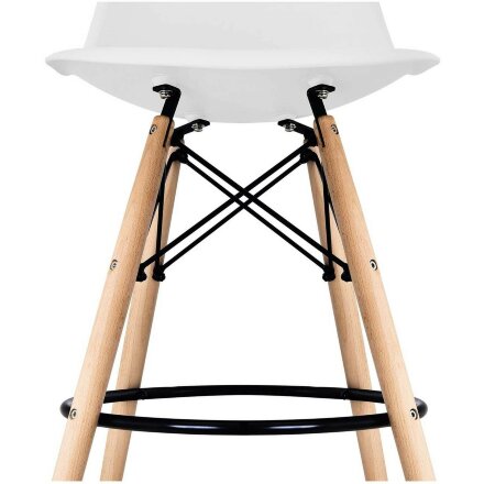 Стул барный Stool Group DSW, белый пластик ножки из массива дерева 