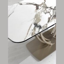 Стол MATERA 160 KL-188 Контрастный мрамор матовый, итал. керамика/ каркас цвета шампань, ®DISAUR