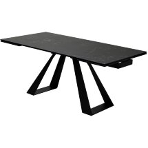 Стол FONDI 180 MARBLES NERO KL-116 Черный мрамор матовый, итальянская керамика/ черн.каркас, ®DISAUR