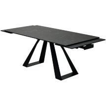 Стол FONDI 180 MARBLES NERO KL-116 Черный мрамор матовый, итальянская керамика/ черн.каркас, ®DISAUR