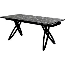 Стол PALERMO 180 TL-128 Испанская керамика черный контрастный мрамор / черный каркас, ®DISAUR