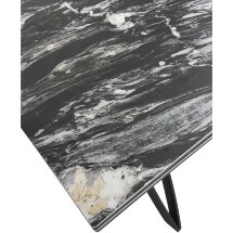 Стол PALERMO 180 TL-128 Испанская керамика черный контрастный мрамор / черный каркас, ®DISAUR