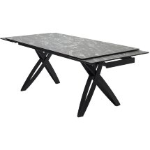Стол PALERMO 180 TL-128 Испанская керамика черный контрастный мрамор / черный каркас, ®DISAUR