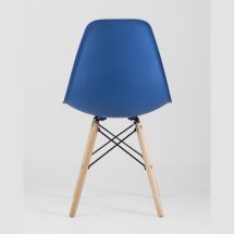Стул Stool Group Eames Style DSW синий пластиковый, сталь, натуральный массив бука, 4 шт.