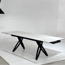 Стол PALERMO 180 KL-99 Белый мрамор матовый, итальянская керамика / черный каркас, ®DISAUR