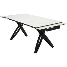 Стол PALERMO 180 KL-99 Белый мрамор матовый, итальянская керамика / черный каркас, ®DISAUR