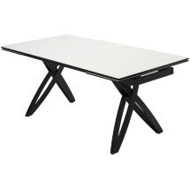 Стол PALERMO 180 KL-99 Белый мрамор матовый, итальянская керамика / черный каркас, ®DISAUR