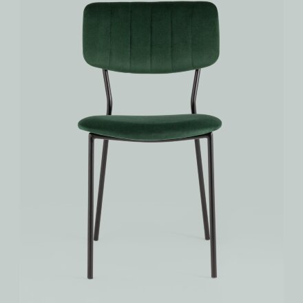 Стул Stool Group для кухни Бандо велюр зелёный черные ножки из металла 