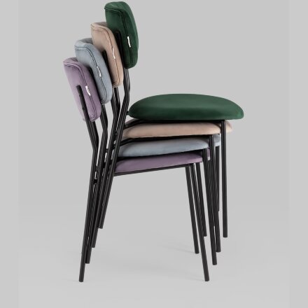 Стул Stool Group для кухни Бандо велюр зелёный черные ножки из металла 
